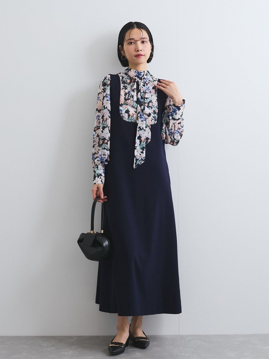 クイーンズコート QUEENS COURT スクエアネックワンピ≪洗濯機で洗える≫ （ネイビー） ネイビー
