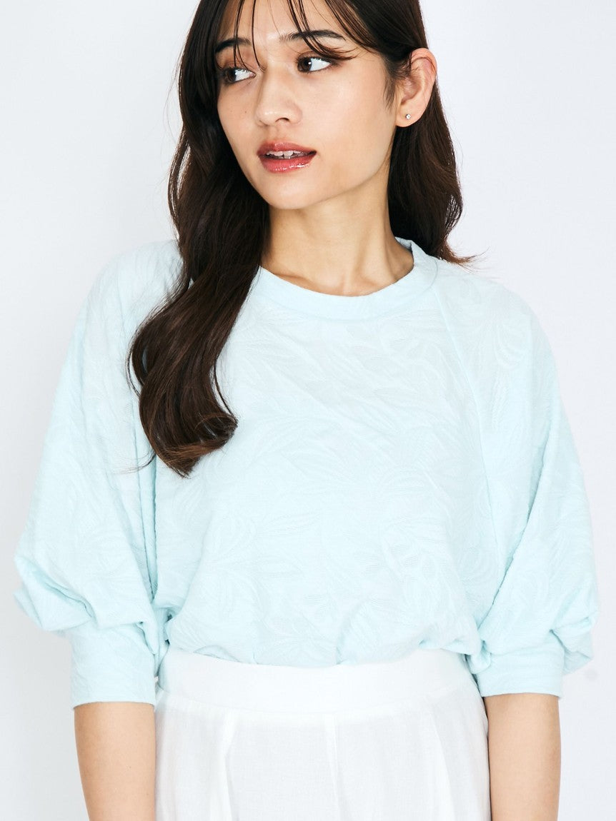 クイーンズコート QUEENS COURT フラワーカットジャガードトップス≪手洗い可能≫ （ライトブルー） ライトブルー