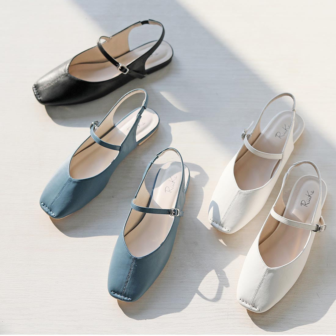 リーカ RiiiKa スクエアトゥバックバンドパンプス （blue） blue