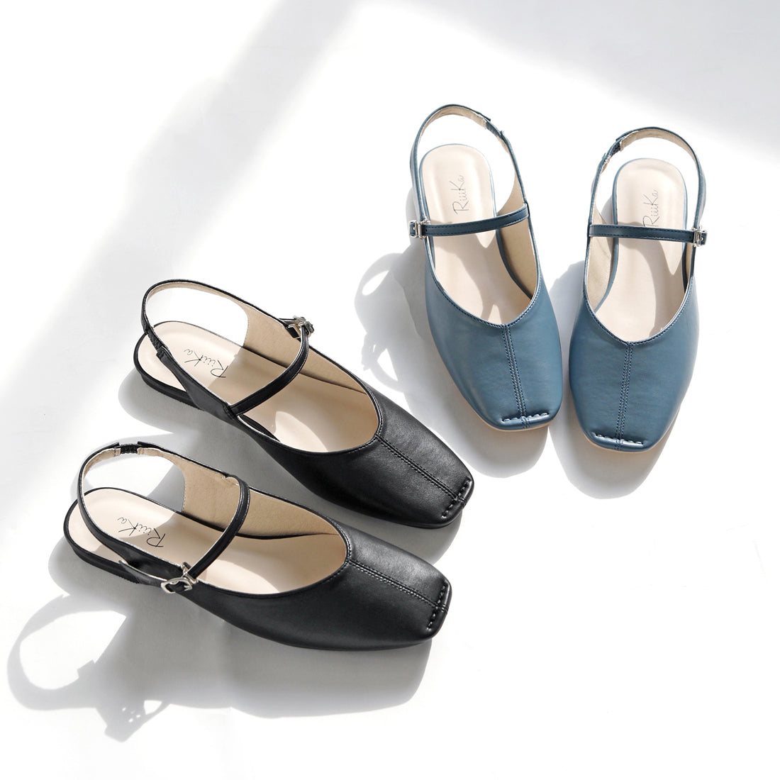 リーカ RiiiKa スクエアトゥバックバンドパンプス （blue） blue