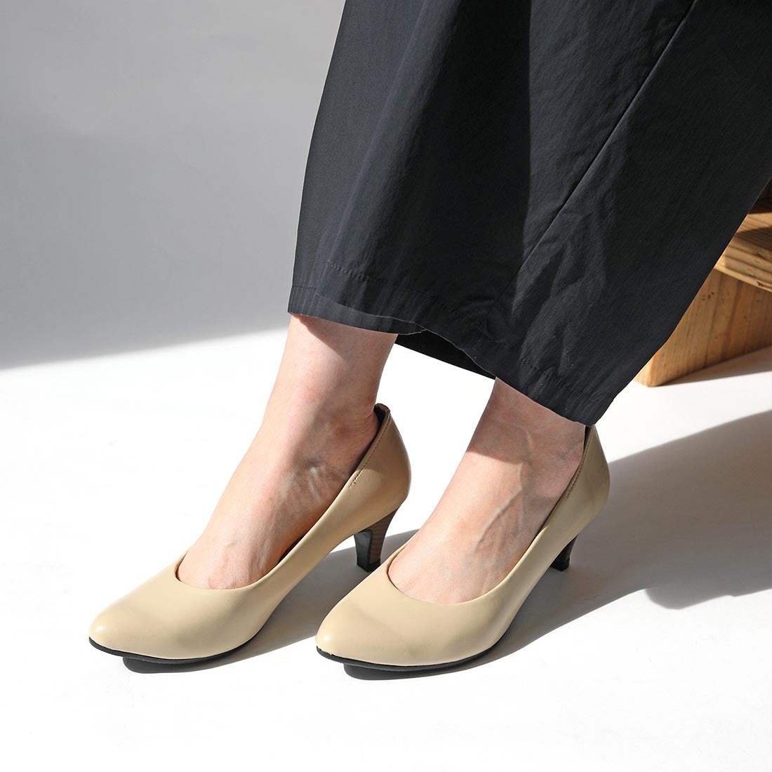 リーカ RiiiKa ポインテッドトゥレインパンプス55 （beige） beige