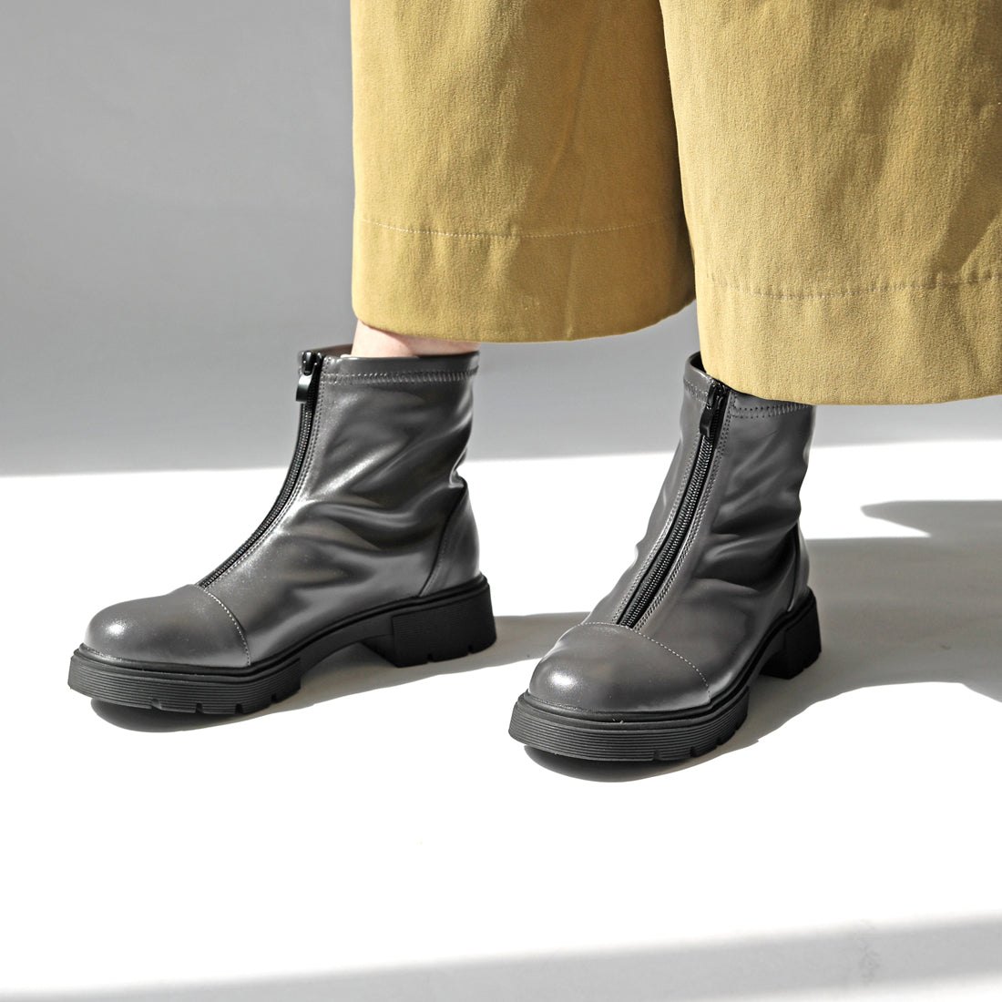 リーカ RiiiKa 厚底フロントジップブーツ （gray） gray