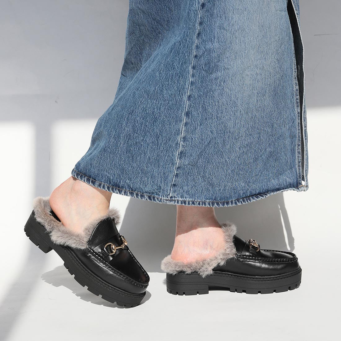 リーカ RiiiKa ファーモカシンミュール,black