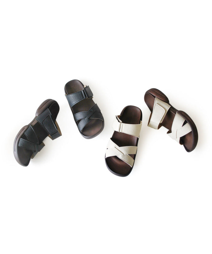 リゲッタ Re:getA リゲッタ Re:getA メンズ クロスベルト グミインソール サンダル Rー226M 日本製  R226M BLK （BLK BLK） BLK BLK