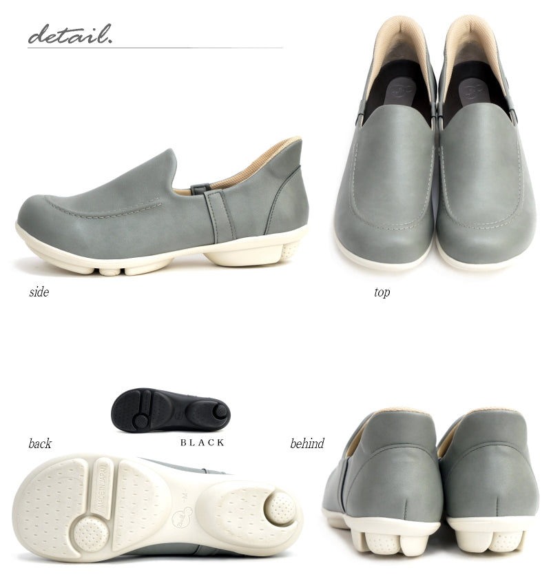 リゲッタ Re:getA 2ball ツヴォル スリッポン ハンズフリー 日本製 屈曲 軽量 フラット 防滑 3e （グレー） グレー