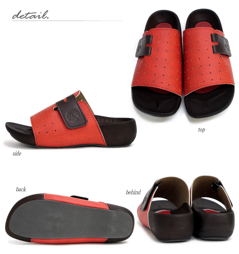 リゲッタ Re:getA ルームサンダル リカバリー 日本製 パンチング ベルクロ 軽量 3e （レッド） レッド