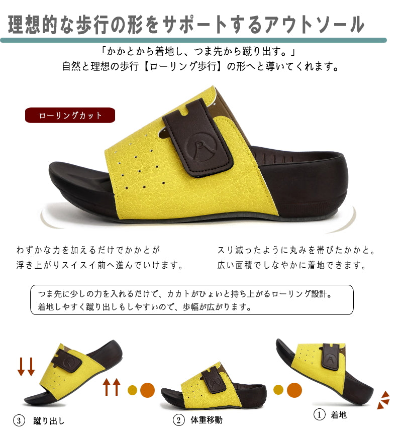 リゲッタ Re:getA ルームサンダル リカバリー 日本製 パンチング ベルクロ 軽量 3e （グリーン） グリーン