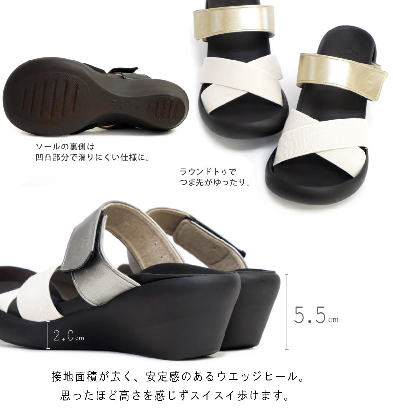 リゲッタ Re:getA リゲッタ カヌー サンダル レディース 厚底 日本製 ミュール ストレッチ （ブラック） ブラック