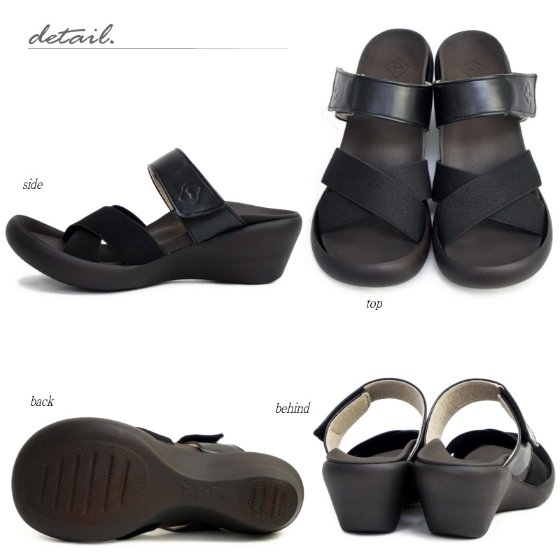 リゲッタ Re:getA リゲッタ カヌー サンダル レディース 厚底 日本製 ミュール ストレッチ （ブラック） ブラック