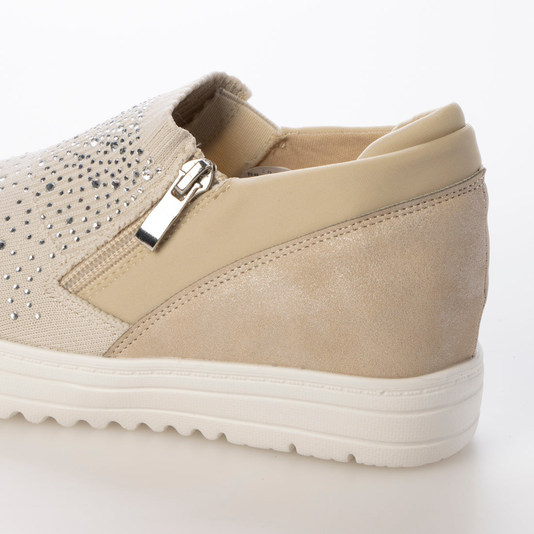 ラウンドアバウト Round About ラインストーンインヒールスニーカー （ホワイトコンビ） ホワイトコンビ