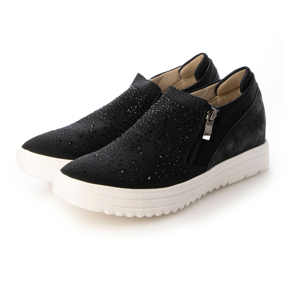 ラウンドアバウト Round About ラインストーンインヒールスニーカー （ブラックコンビ） ブラックコンビ