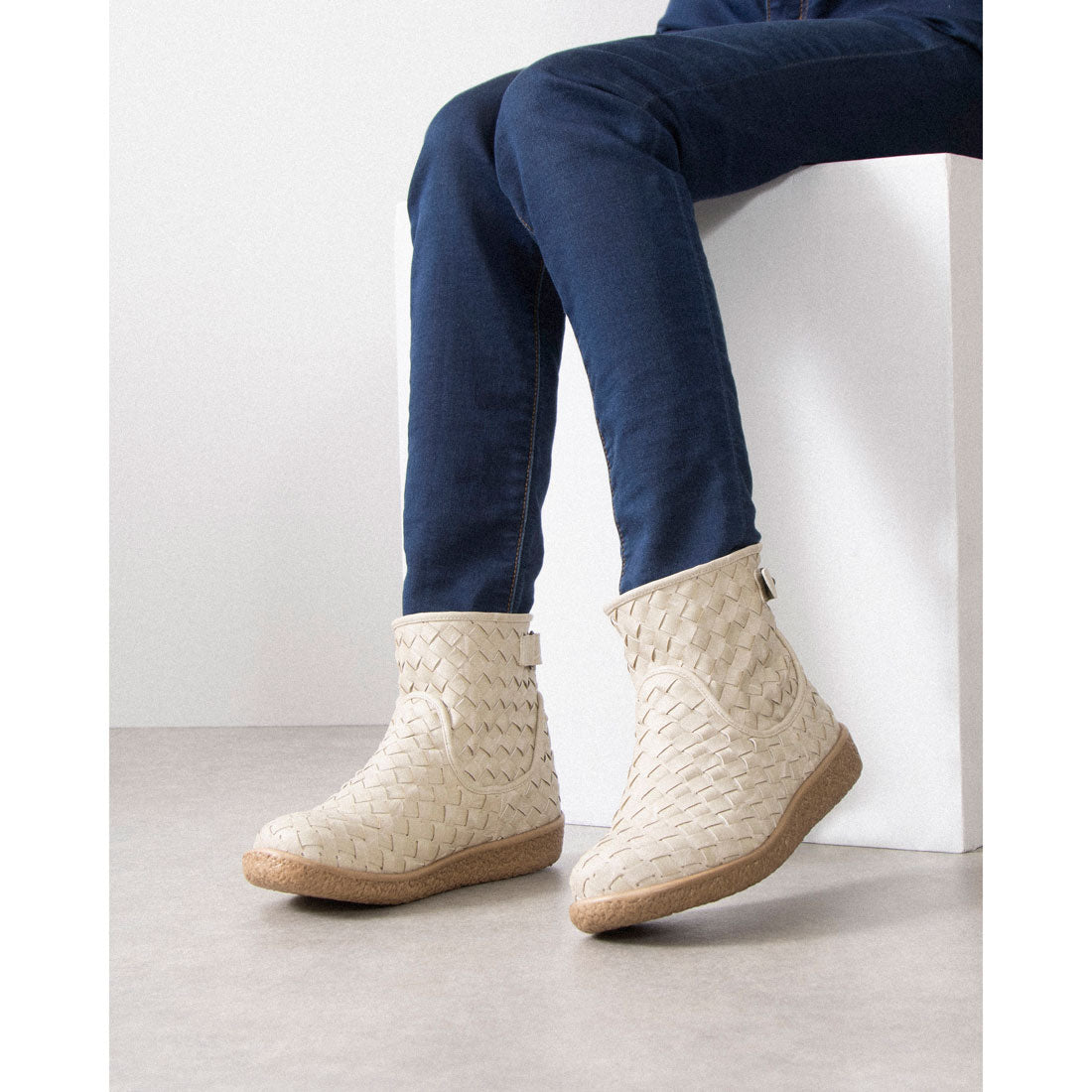 リン クローバー Rin Clover メッシュ編み込みカジュアルブーツ