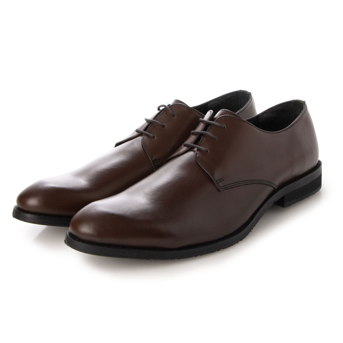 ロベプラン Robe pleine ラウンドプレーントゥ外羽根シューズ,DARK BROWN