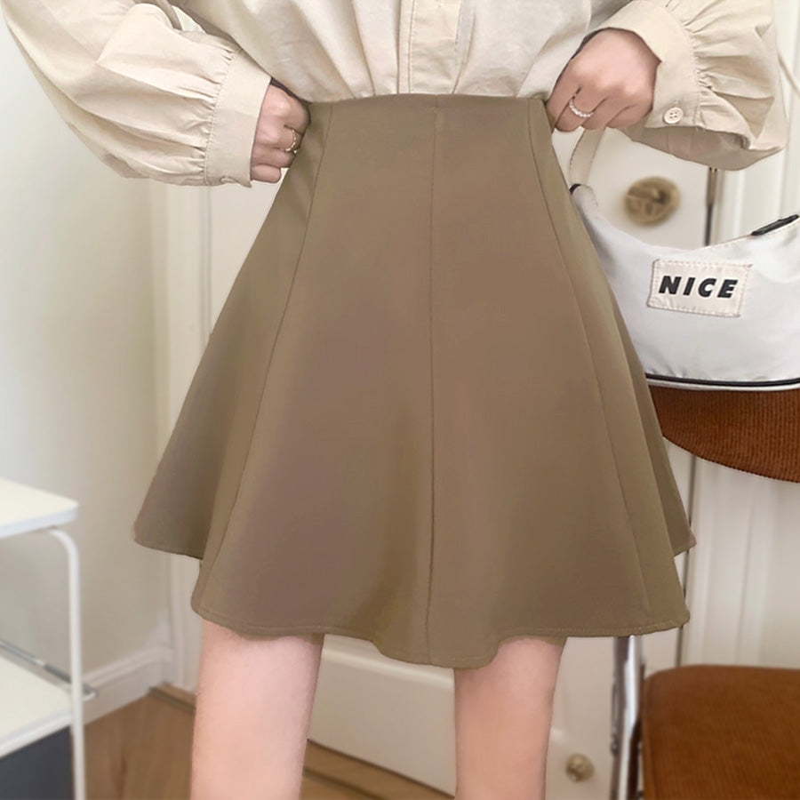 リフ Riff ふわりと広がるフレアデザイン ミニフレアスカート インナーパンツ付き インナーパンツ付 ショート丈スカート ハイウエスト ボトム ボトムス 無地