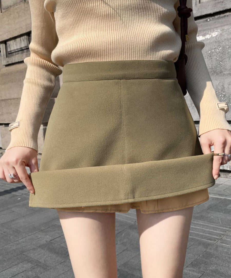 Riff Mini Skirt with Inner Pants Short Length Skirt A-Line Skirt Bottom Plain