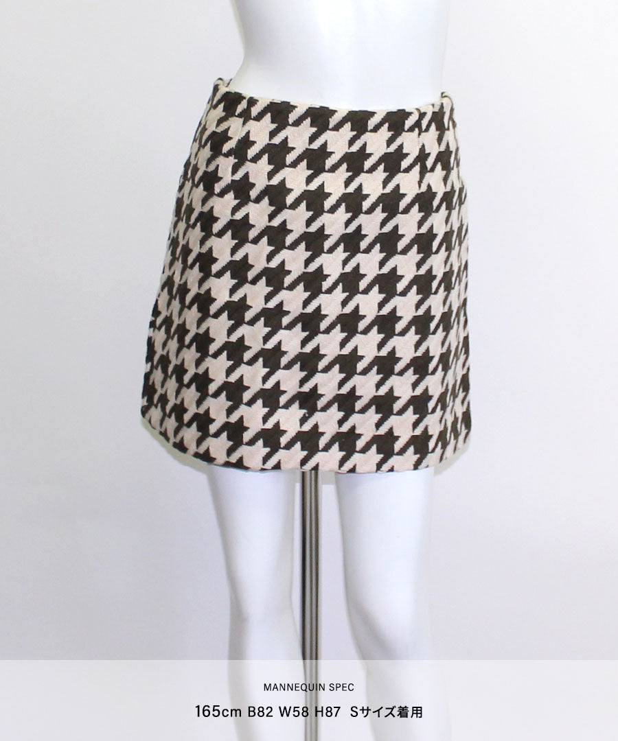 Riff Houndstooth Mini Skirt Short Skirt Tight Skirt Bottom Houndstooth Pattern