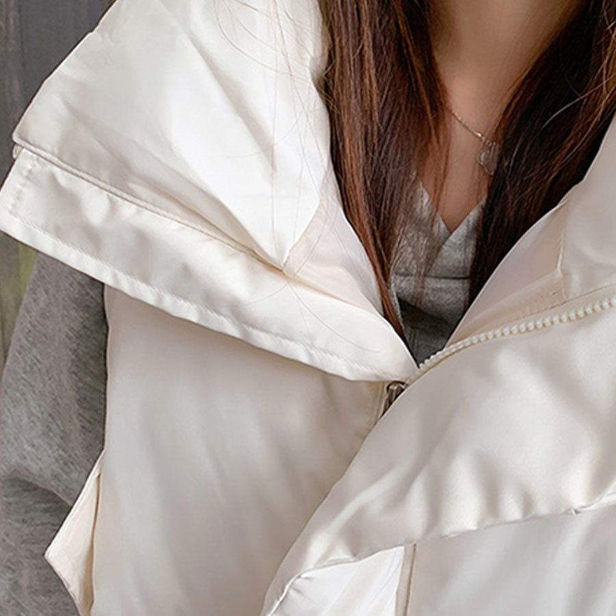 リフ Riff 中綿ベスト オーバーサイズ ダウンベスト アウター ジャケット ブルゾン 無地 （アイボリー） アイボリー