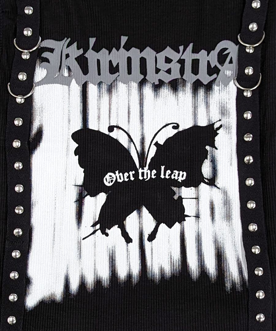 Riff Riff 短版 背心 吊帶附帶 標誌印刷 短款 T 恤 套頭衫 上衣 無袖 短袖 素色