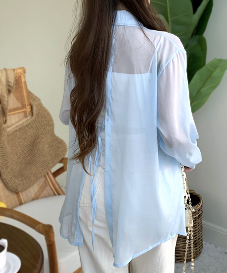 シャツ/ブラウス(長袖/七分) acka slit sheer shirt SLY | SHEER BACK TUCK シャツ (シャツ・ブラウス ) |SHEL'TTER WEBSTORE