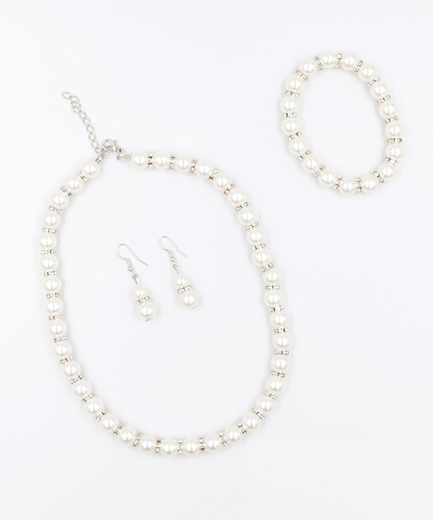 レティカ Retica ホワイトパールシルバービジューアクセサリー3点セット [ネックレス＋ピアス+ブレスレット]