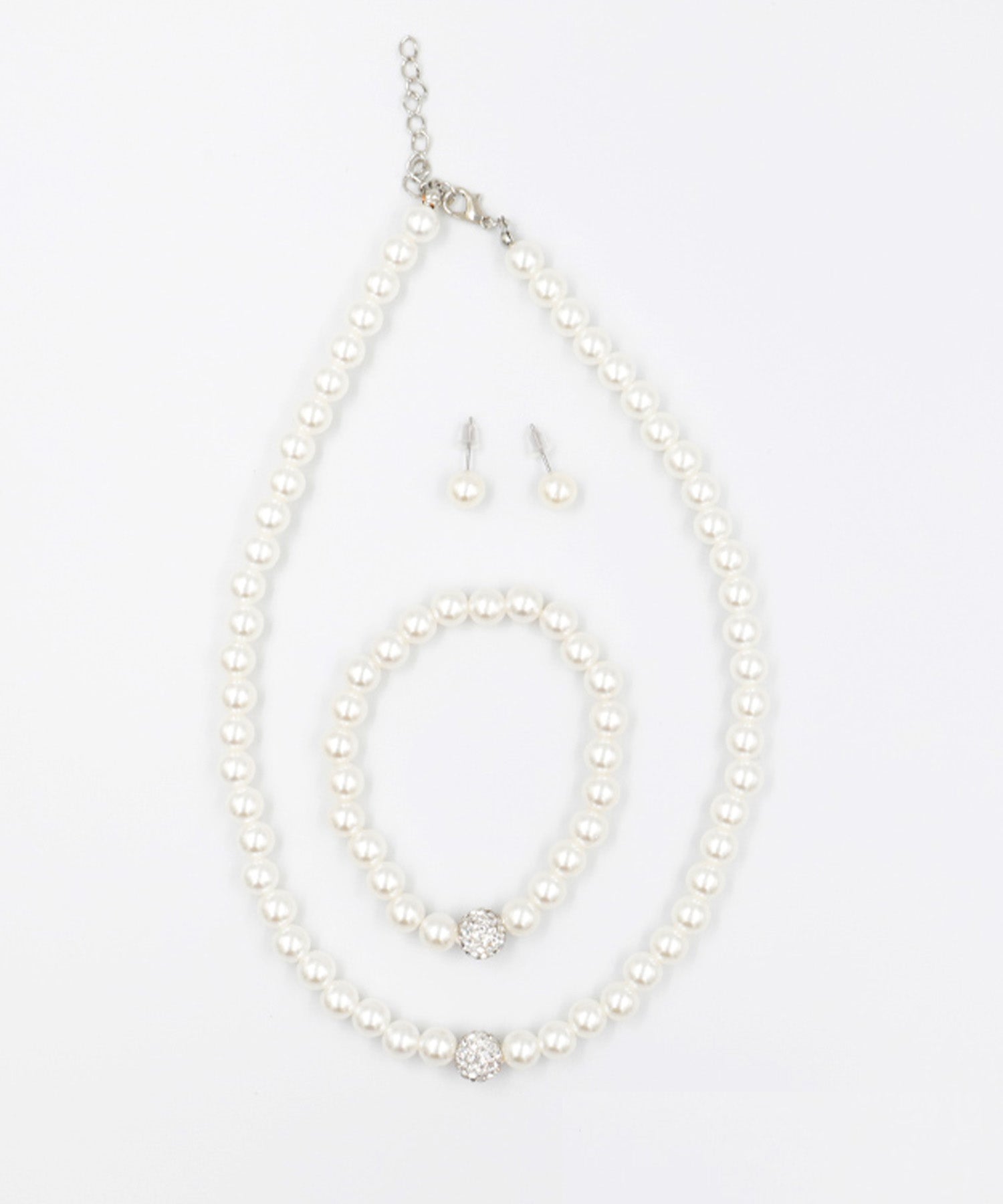 レティカ Retica フロントビジューパールアクセサリー3点セット[ネックレス＋ピアス+ブレスレット]