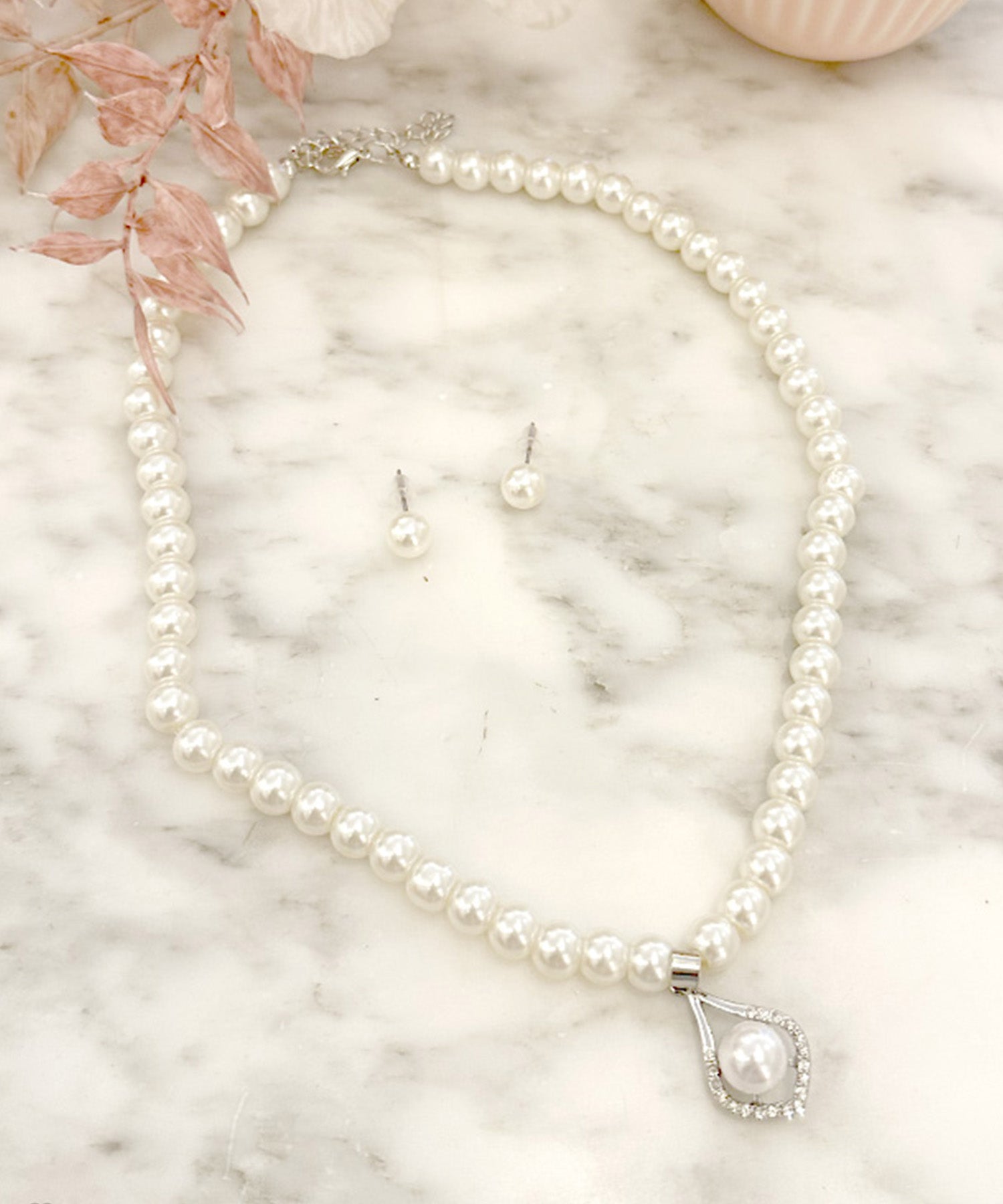 レティカ Retica しずくモチーフパールネックレス×ピアスアクセサリー2点セット [ネックレス＋ピアス]_