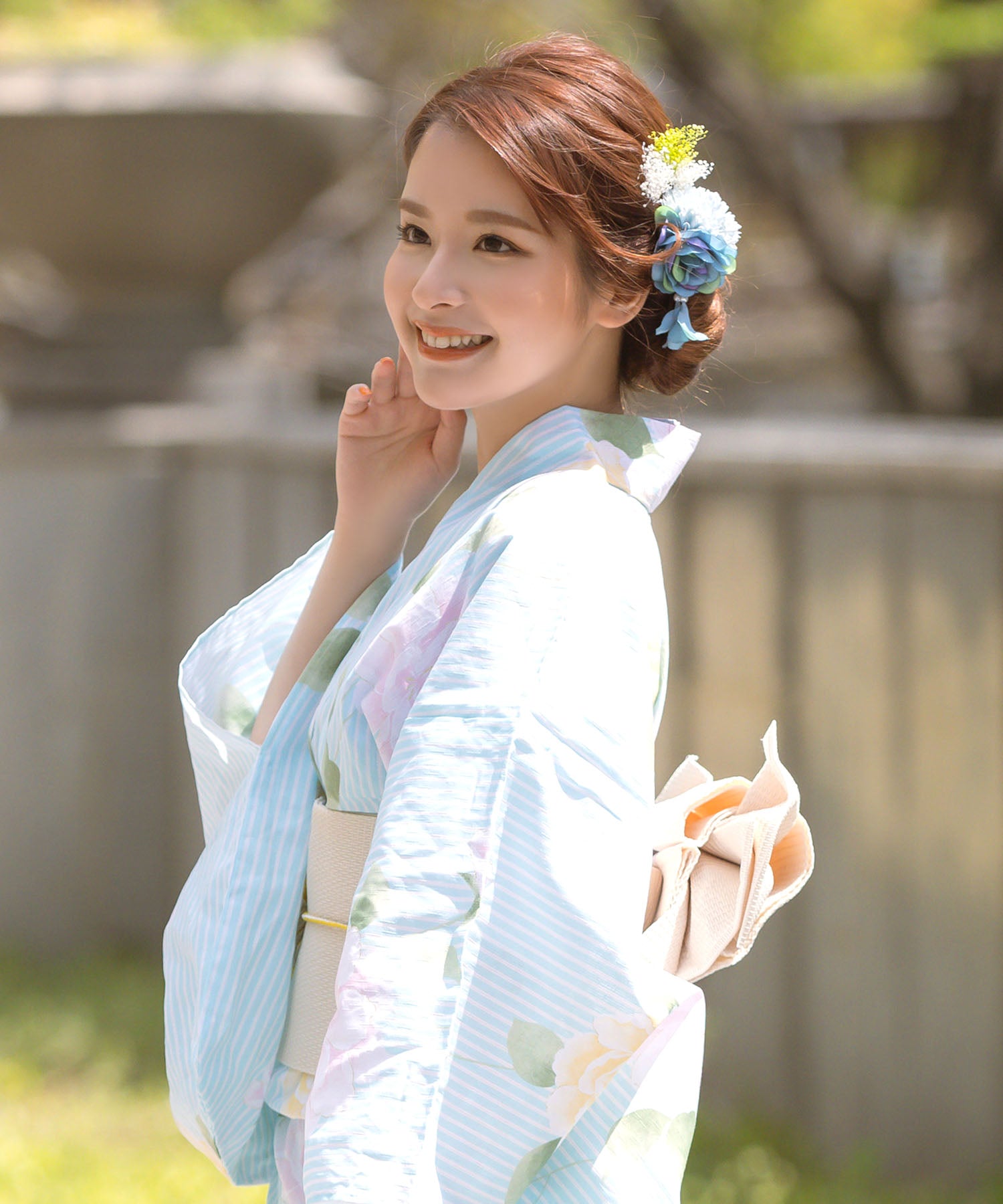 レティカ Retica 浴衣小物 髪飾り ヘアアクセサリー 和装グラデーションしだれ花 （ブルー） ブルー