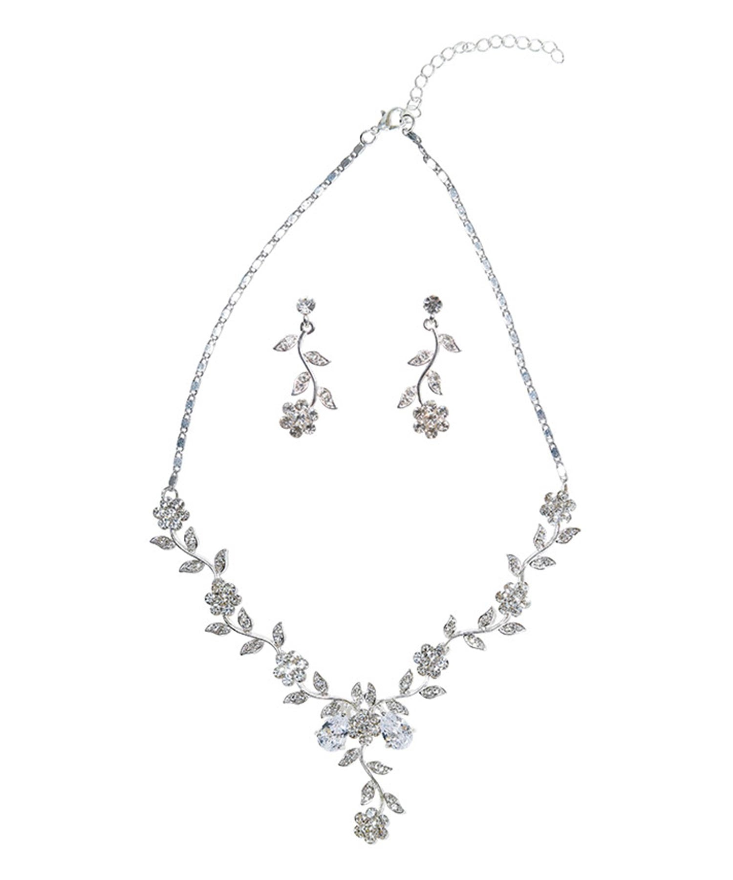 レティカ Retica フラワーリーフモチーフネックレスピアスセット （シルバー） シルバー