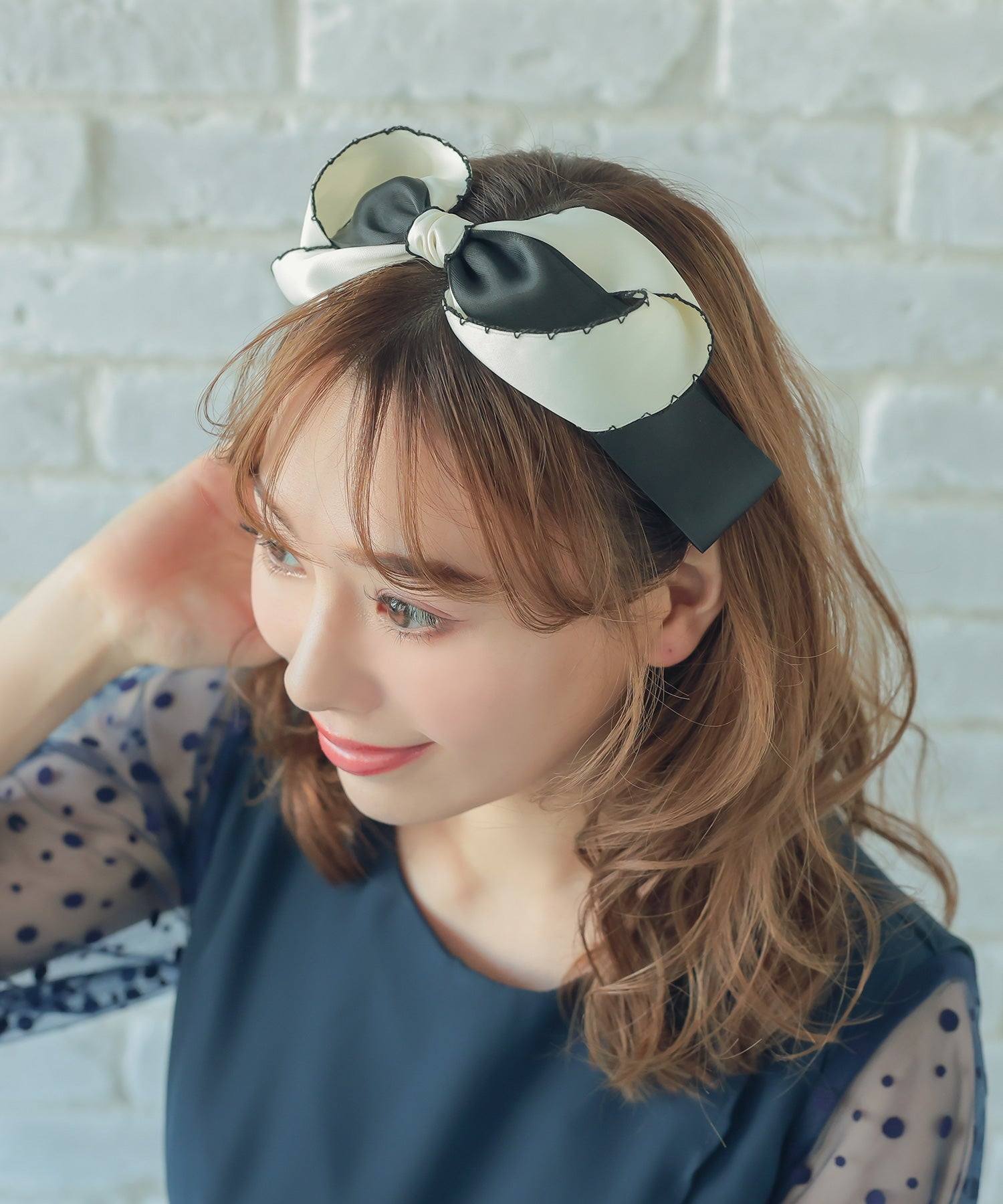 Retica Monotone Ruffle Piping Ribbon Headband