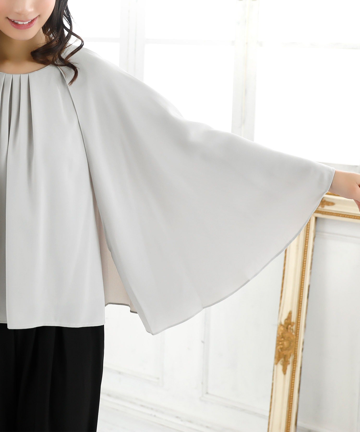 Retica Cape Design Sleeveless Blouse × Tapered Pants Set Up Party Dress Suit Plus Size