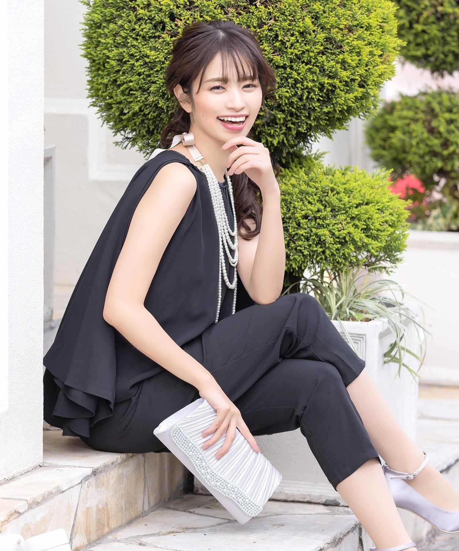 Retica Cape Design Sleeveless Blouse × Tapered Pants Set Up Party Dress Suit Plus Size