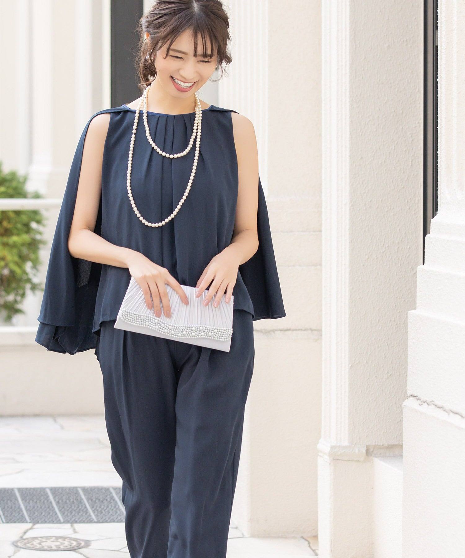 Retica Cape Design Sleeveless Blouse × Tapered Pants Set Up Party Dress Suit Plus Size