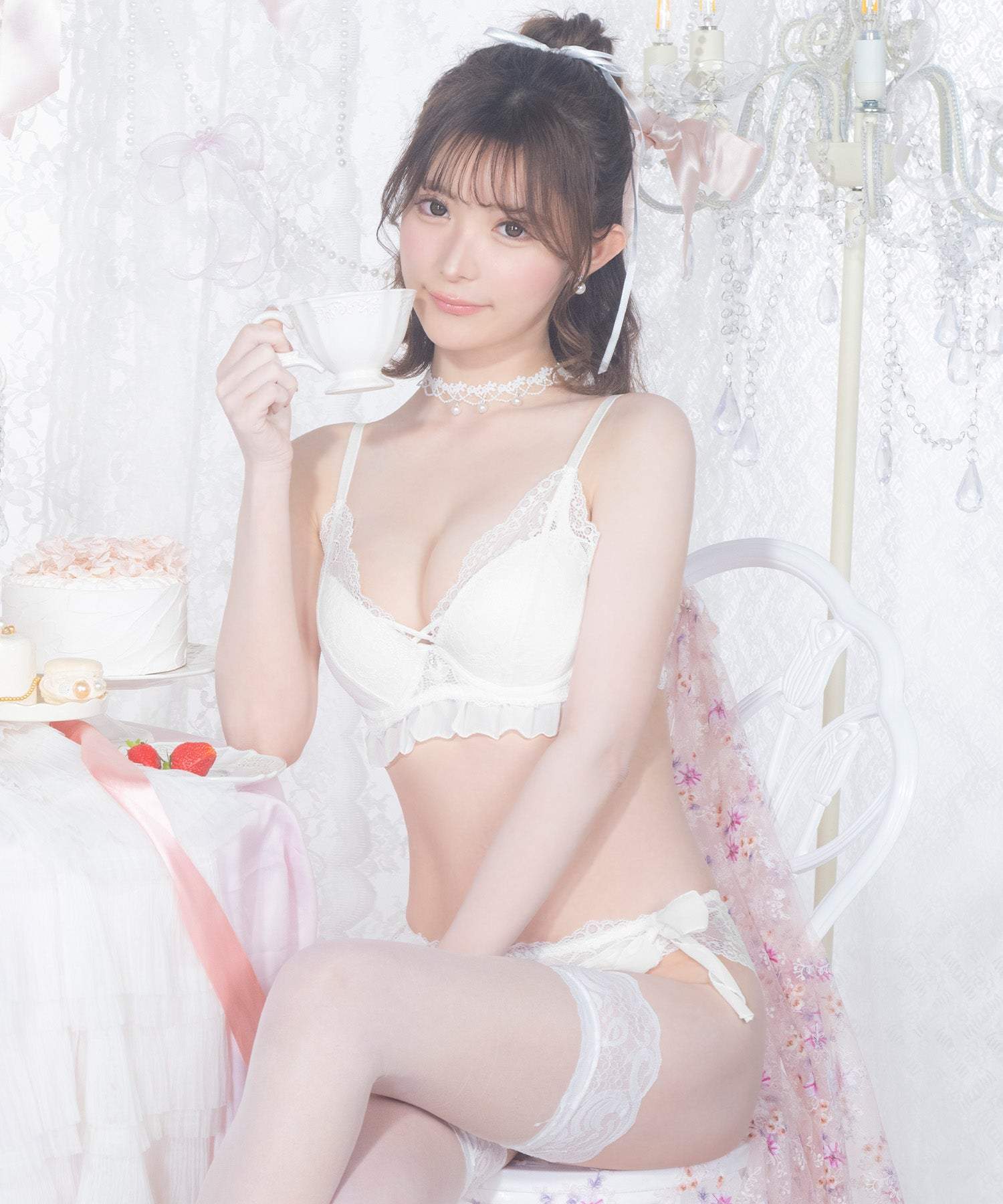 レティカ Retica 下着 ラブリー フリル リボン レース ワイヤー カップブラジャー ショーツ ランジェリー 2点セット【返品不可商品】 （ホワイト） ホワイト