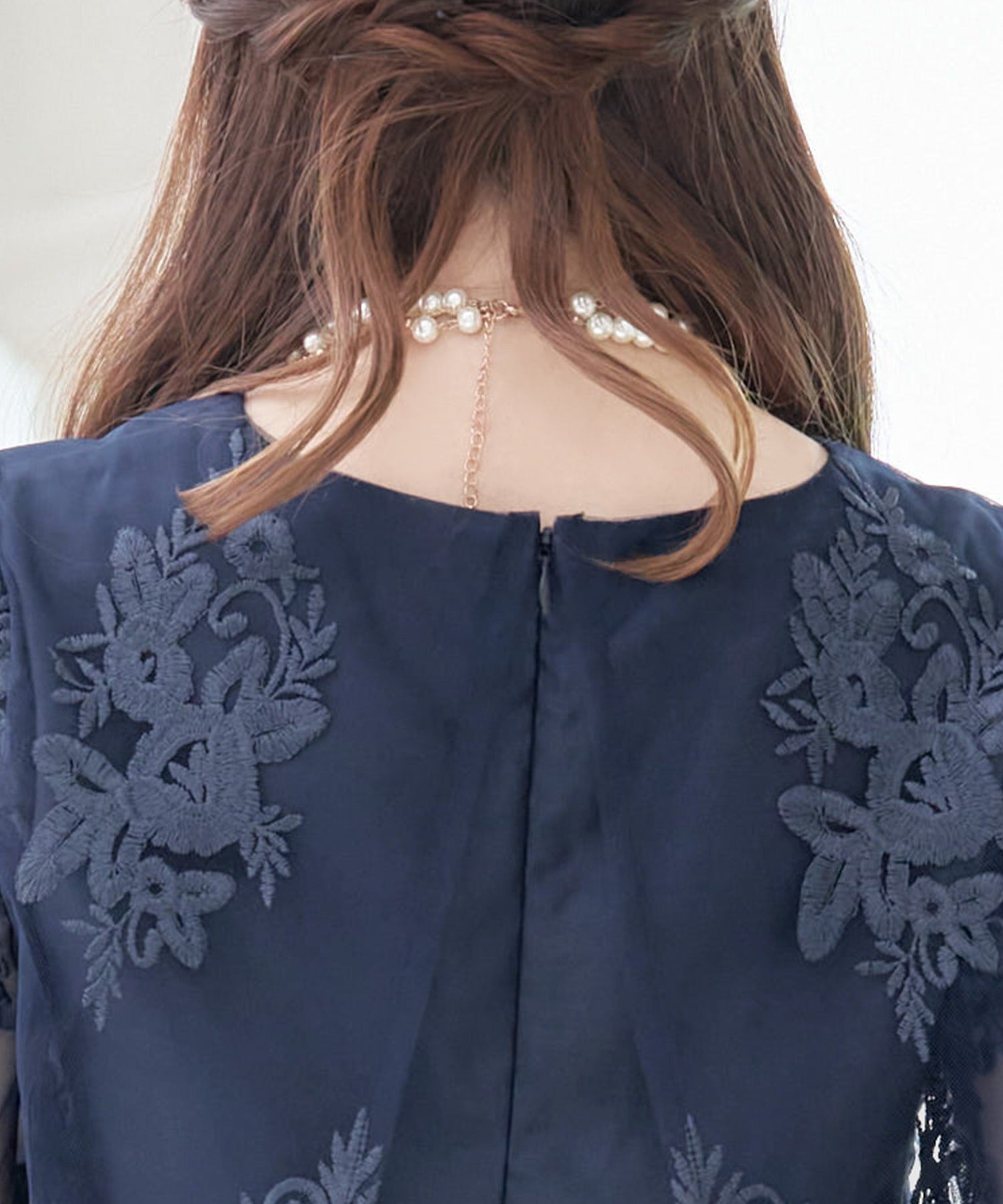 レティカ Retica 刺繍デザイン7分丈袖レースセパレートワイドパンツドレス