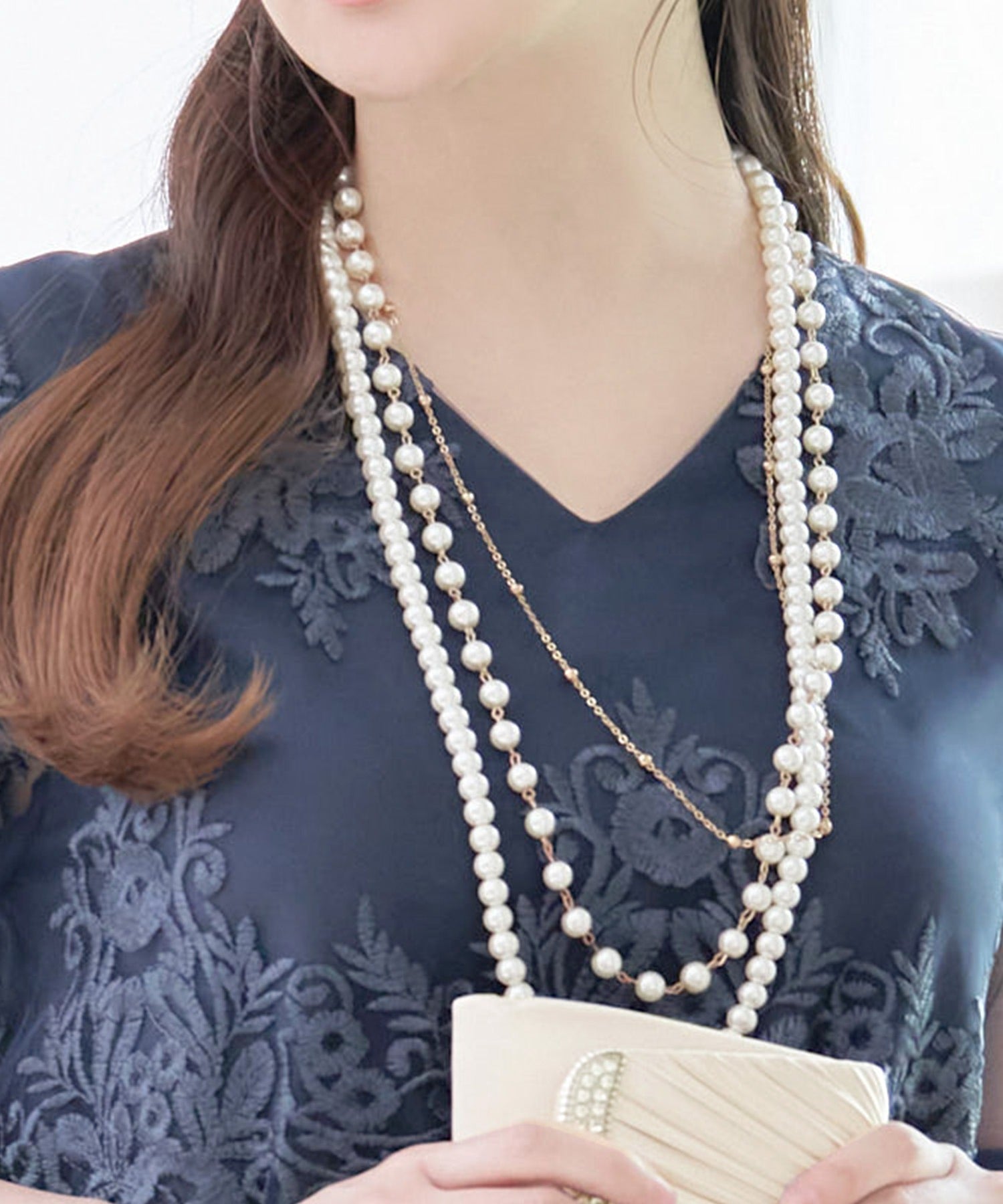 レティカ Retica 刺繍デザイン7分丈袖レースセパレートワイドパンツドレス