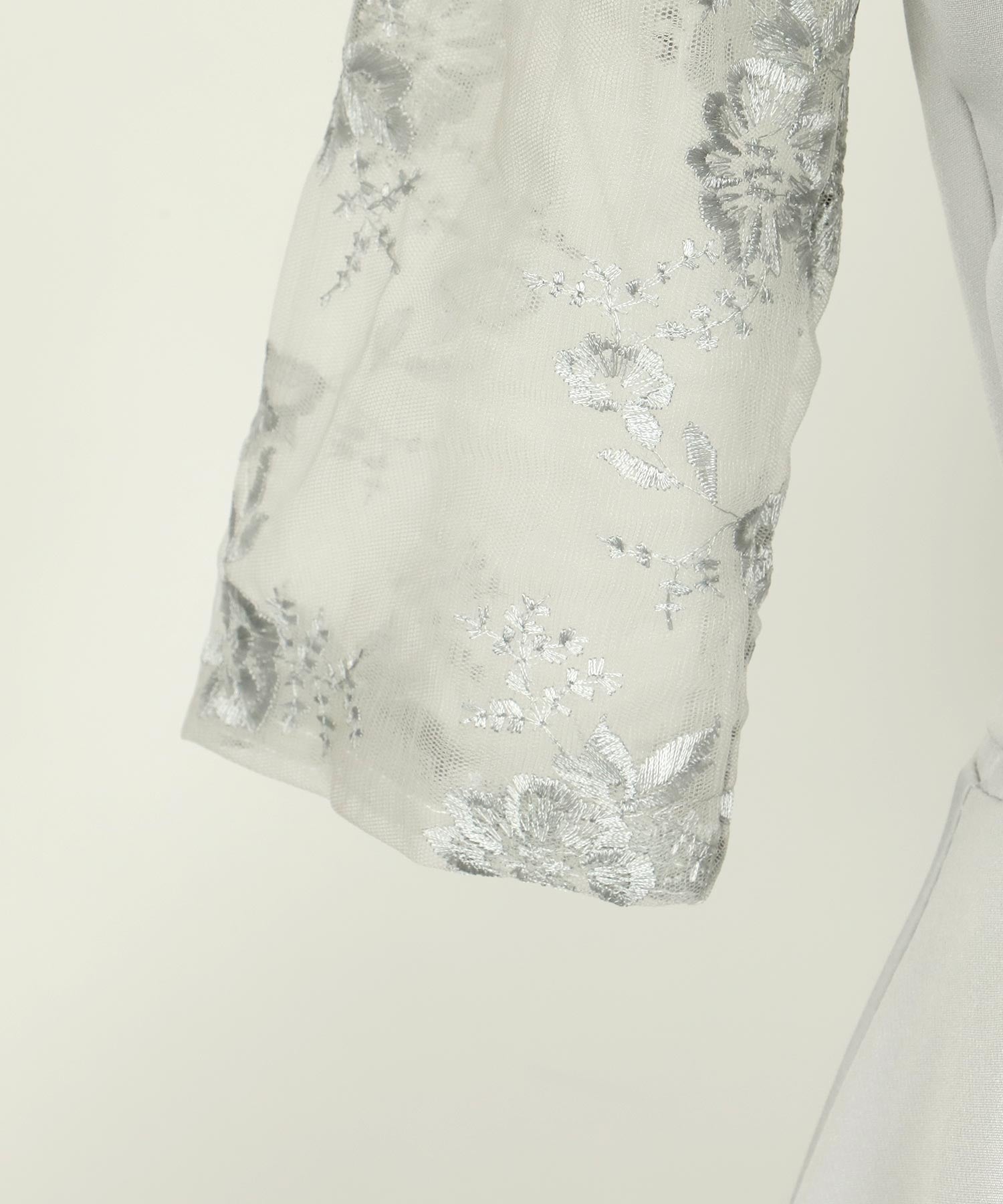 レティカ Retica ビスチェ風切り替えデザインフィッシュテールミモレ丈レーススリーブ結婚式パーティードレス 大きいサイズ