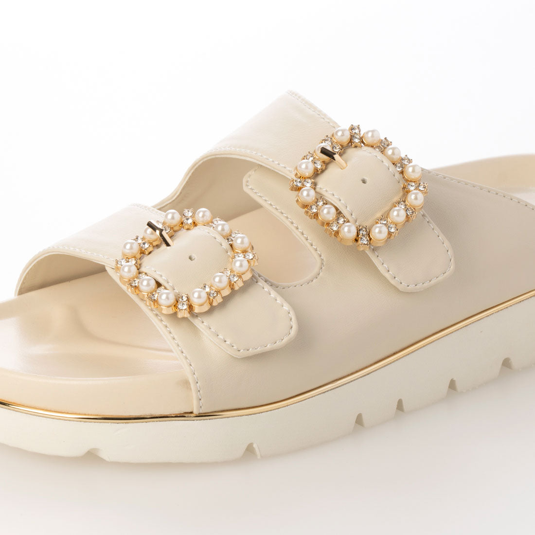 リズ ラフィーネ Riz raffinee ビジューダブルベルトスポーツサンダル