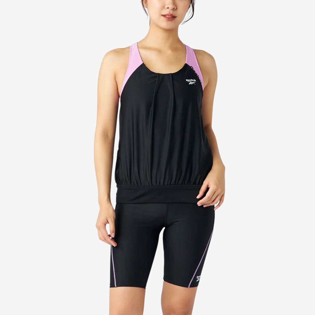 Reebok Swimwear お腹まわりふんわりセパレート【返品不可商品】 （ブラック×パープル） ブラック×パープル