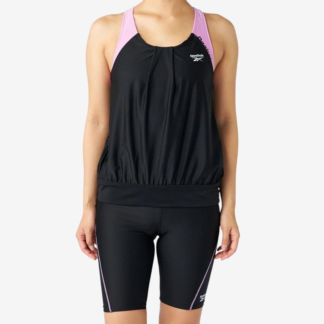 Reebok Swimwear お腹まわりふんわりセパレート【返品不可商品】 （ブラック×パープル） ブラック×パープル