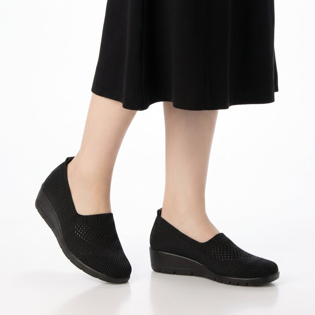 ラクチン コンフォート Rakuchine comfort 軽量メッシュスリッポンシューズ ラクチンライト （ネイビー） ネイビー