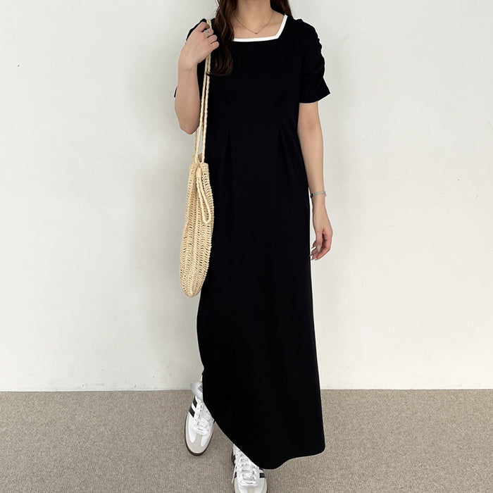 ジーラ GeeRA 《nelliy.》バックオープン配色リブワンピース （ブラック） ブラック