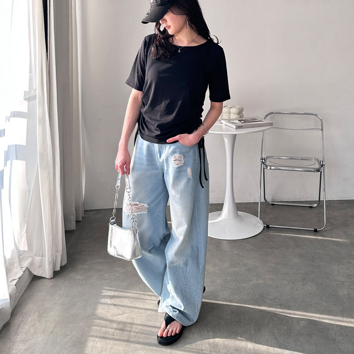 ジーラ GeeRA シアースラブレイヤードTシャツトップス （2P（ブラック）） 2P（ブラック）