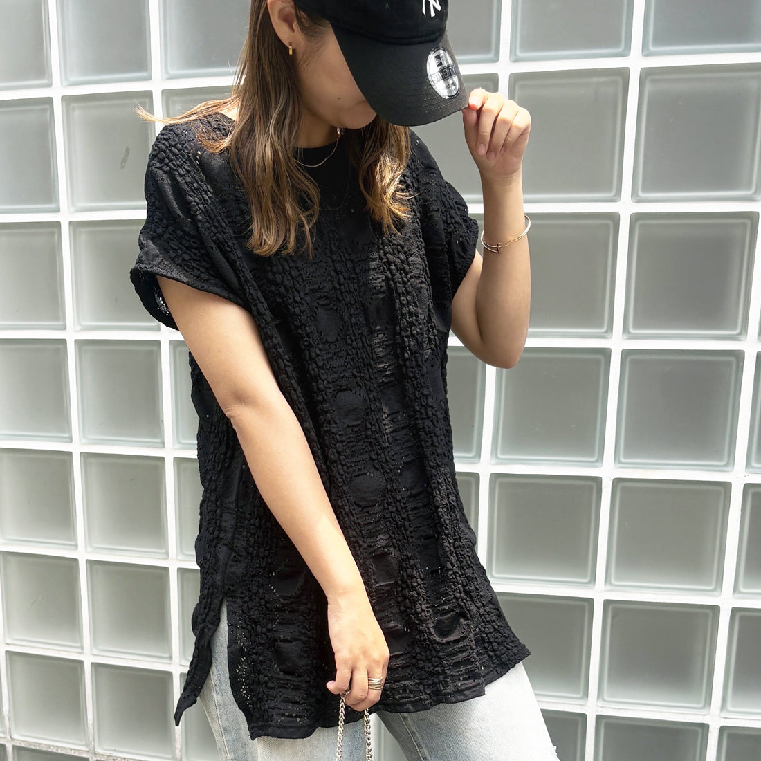 ジーラ GeeRA 総レースフレンチスリーブTシャツ （オフホワイト） オフホワイト