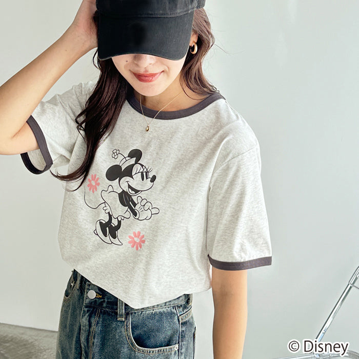 ジーラ GeeRA 《FIRSTMOODコラボ》【Disney】別注リンガープリントTシャツ （ミニー×杢グレー） ミニー×杢グレー