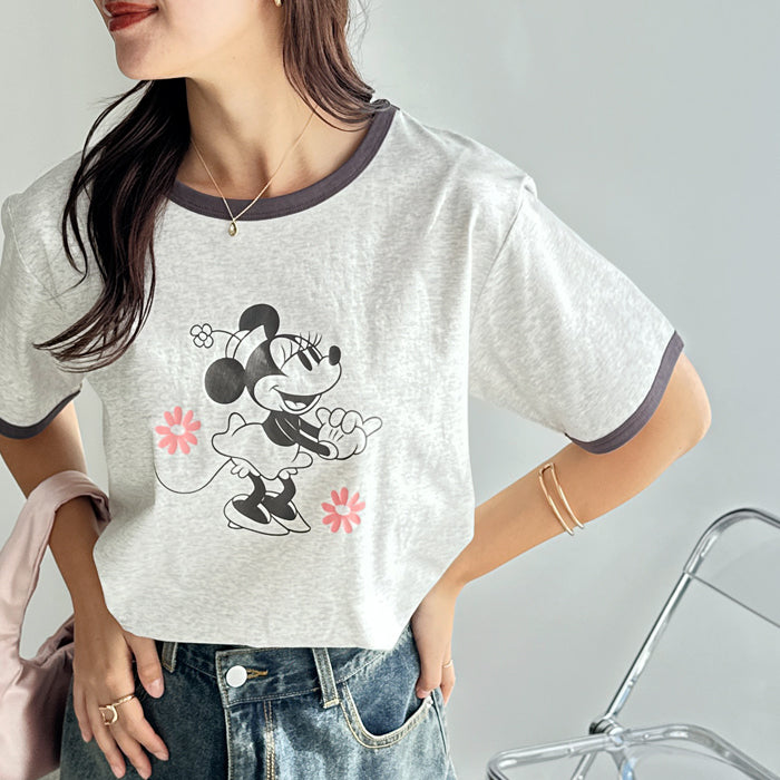 ジーラ GeeRA 《FIRSTMOODコラボ》【Disney】別注リンガープリントTシャツ （ミニー×杢グレー） ミニー×杢グレー