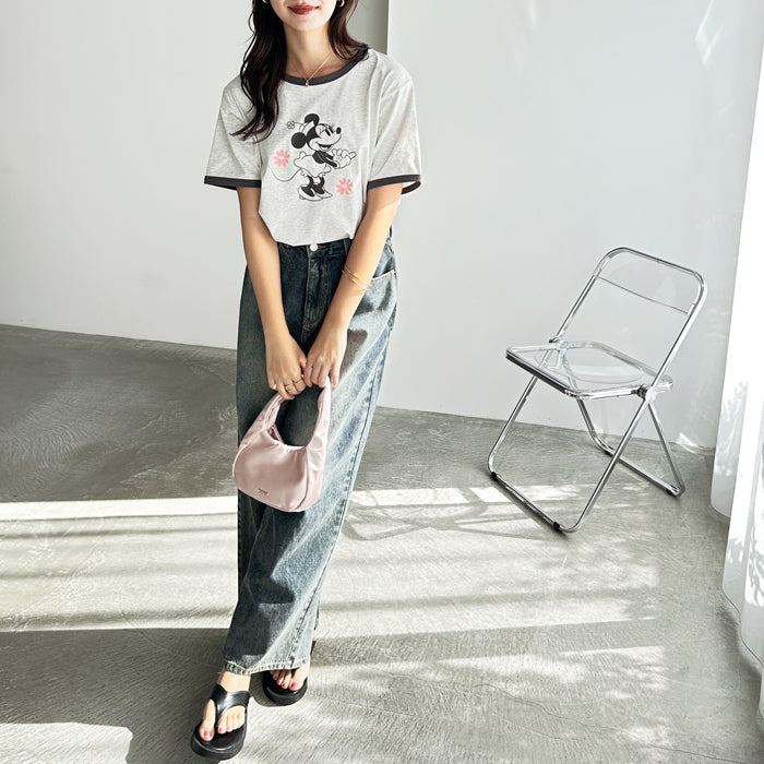 ジーラ GeeRA 《FIRSTMOODコラボ》【Disney】別注リンガープリントTシャツ （ミニー×杢グレー） ミニー×杢グレー