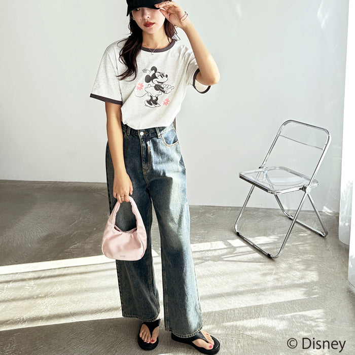 ジーラ GeeRA 《FIRSTMOODコラボ》【Disney】別注リンガープリントTシャツ （ミニー×杢グレー） ミニー×杢グレー