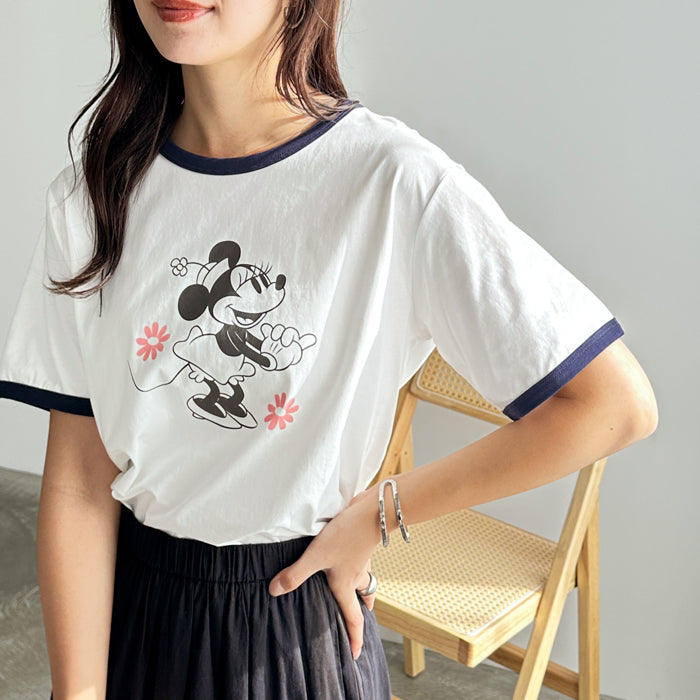 ジーラ GeeRA 《FIRSTMOODコラボ》【Disney】別注リンガープリントTシャツ （ミニー×オフホワイト） ミニー×オフホワイト