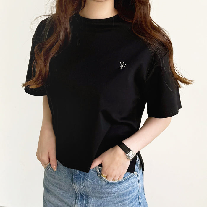 ジーラ GeeRA 【YOUING.】アナグラムロゴ刺繍Tシャツ （ブラック） ブラック