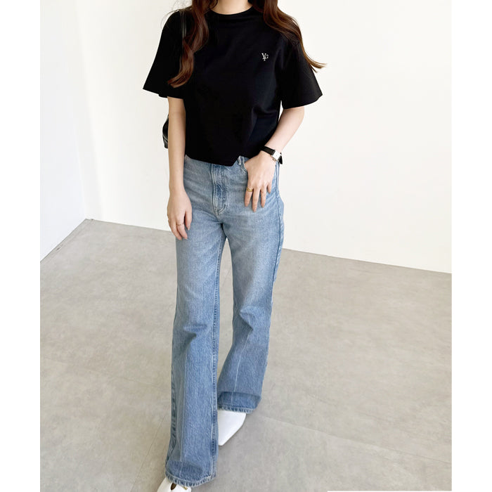 ジーラ GeeRA 【YOUING.】アナグラムロゴ刺繍Tシャツ （ブラック） ブラック